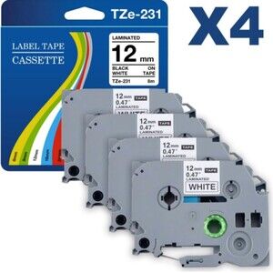 Brother TZe-231 Label Tape Cassette 4-Pack
